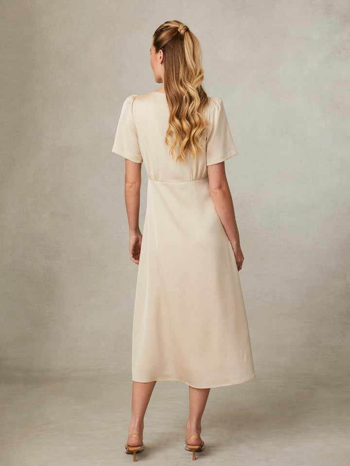 Fee G Chrissie Midi Dress In Gold 831Y/57-Occasion Wear-Guest of the wedding-Nicola Ross