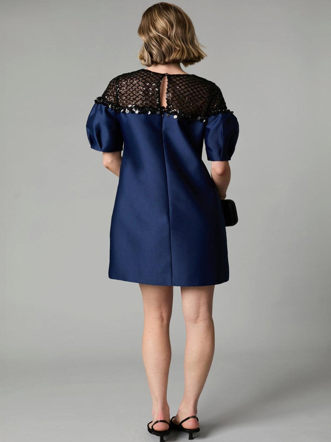 Fee G Cleo Shift Dress In Navy 825B/142-Occasion Wear-Guest of the wedding-Nicola Ross