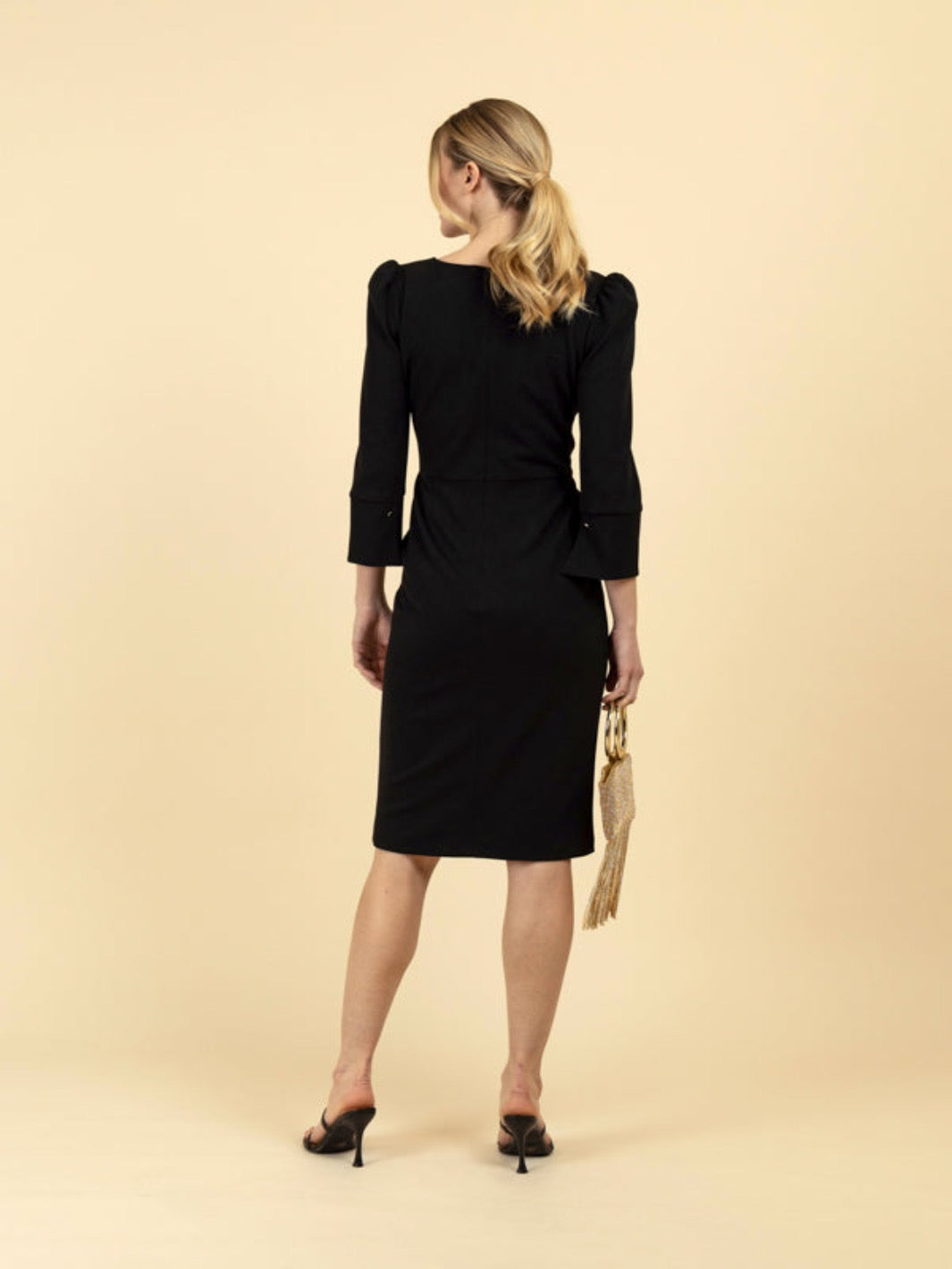 Fee G Dee Square Neck Dress In Black - 7504/103-Occasion Wear-Guest of the wedding-Nicola Ross