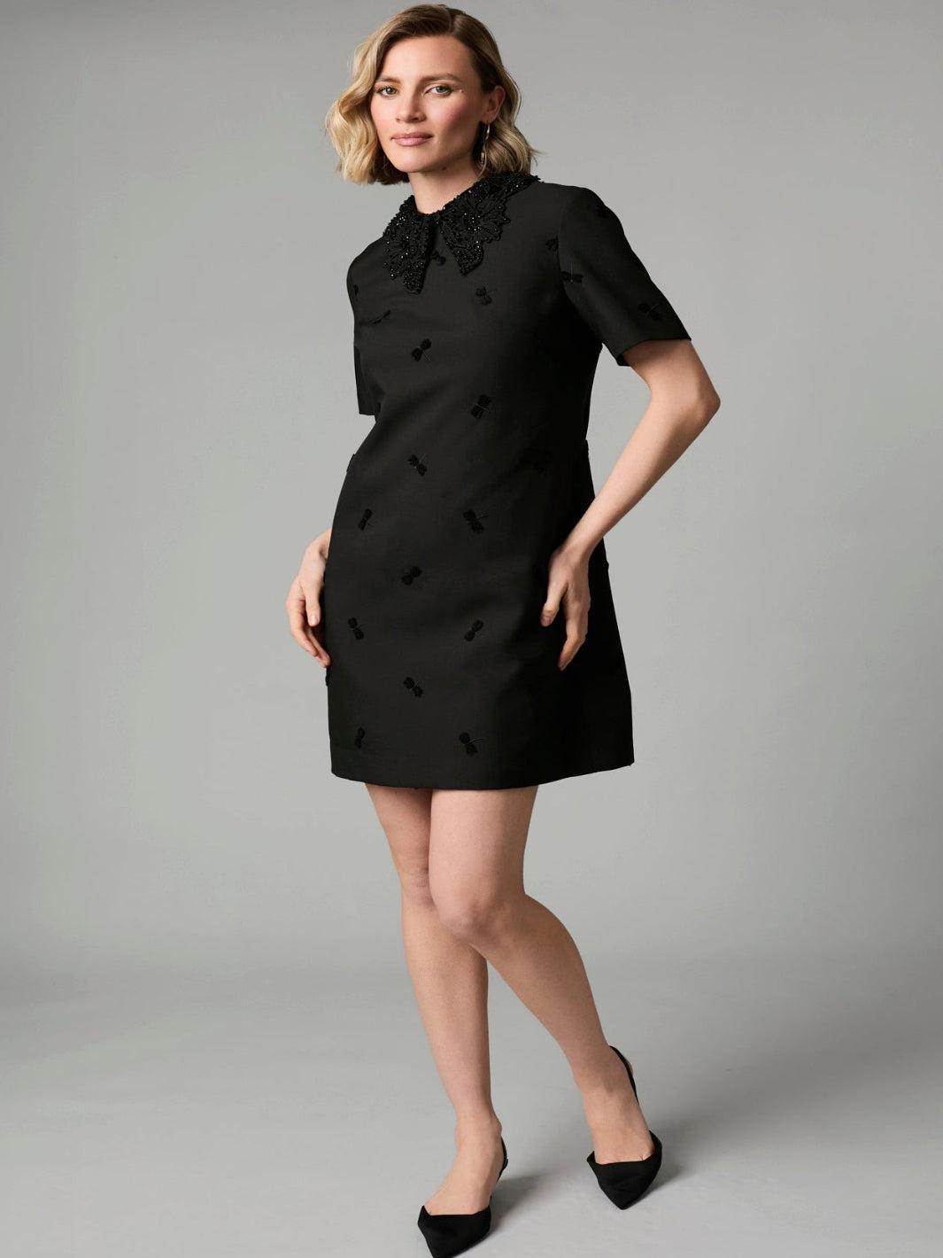 Fee G Dragonfly Mini Dress In Black 884B/146-Occasion Wear-Guest of the wedding-Nicola Ross