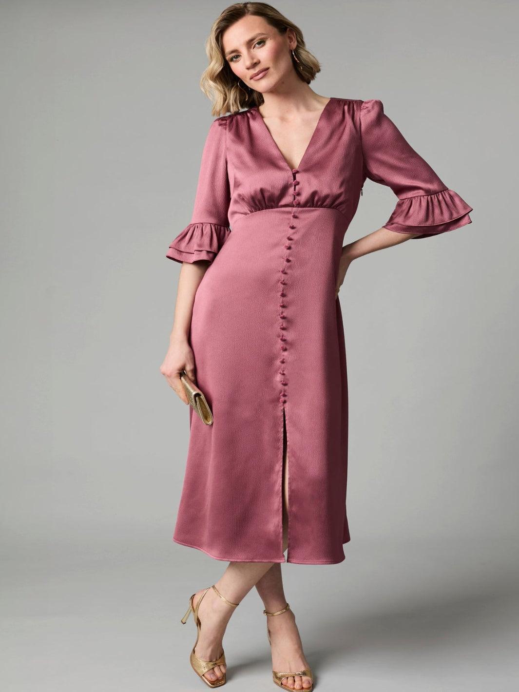 Fee G Enya Midi Dress In Cinnamon 894Y/57-Occasion Wear-Guest of the wedding-Nicola Ross