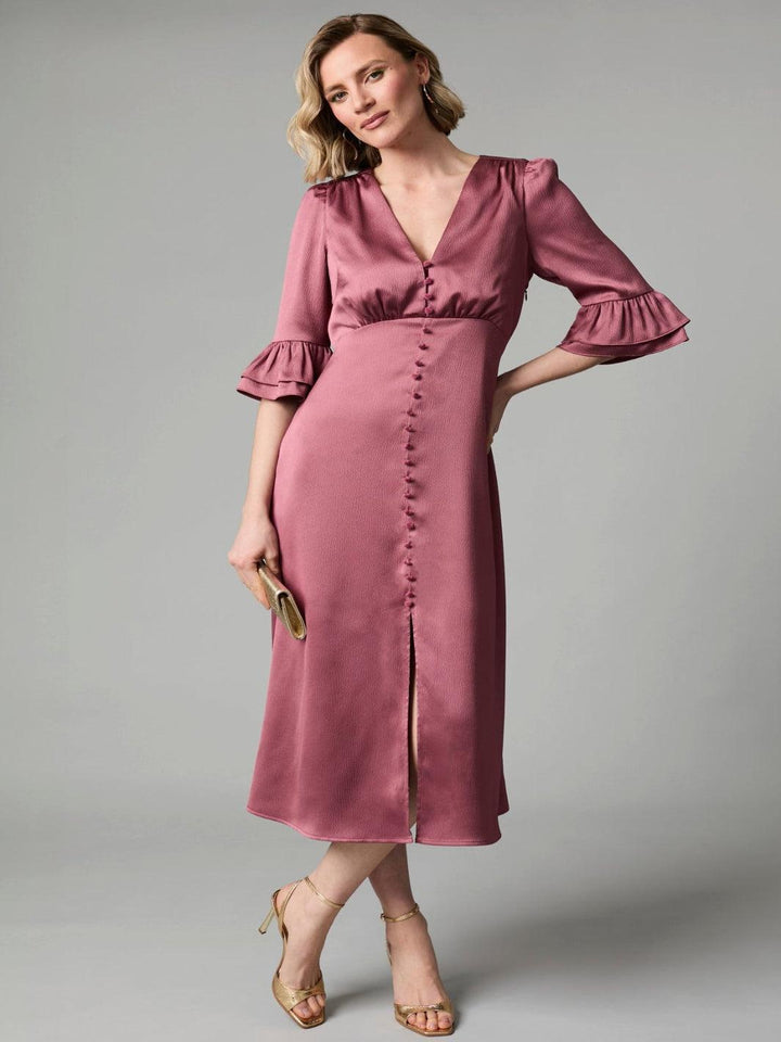 Fee G Enya Midi Dress In Cinnamon 894Y/57-Occasion Wear-Guest of the wedding-Nicola Ross
