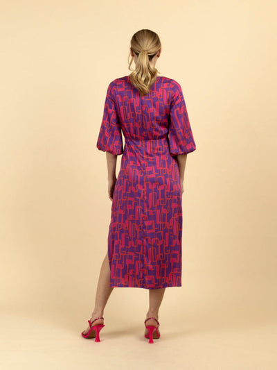 Fee G Esme Dress In Pink Purple Print - 7507/116-Occasion Wear-Guest of the wedding-Nicola Ross