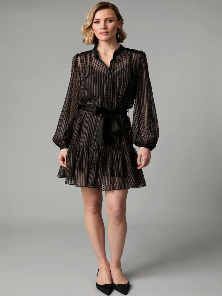 Fee G Harriet Velvet Mini Dress In Black 888Y/155-Occasion Wear-Guest of the wedding-Nicola Ross