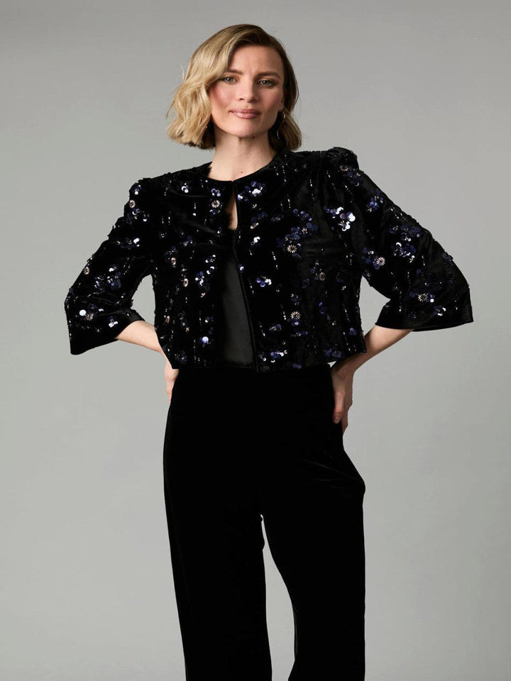 Fee G Jade Beaded Jacket In Black 602G/161-Nicola Ross