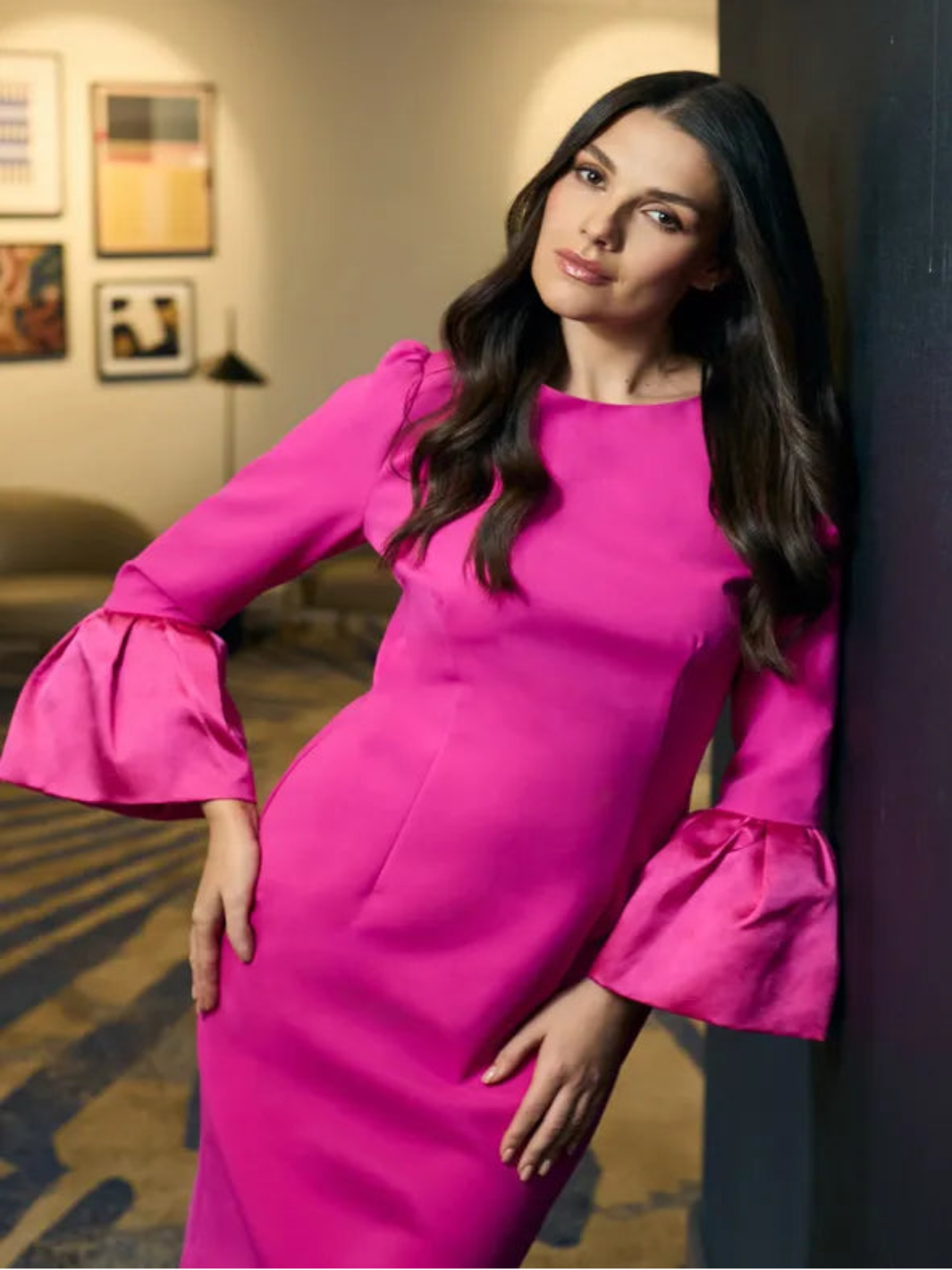 Fee G Juliane Midi Dress In Magenta 898B/106-Occasion Wear-Guest of the wedding-Nicola Ross