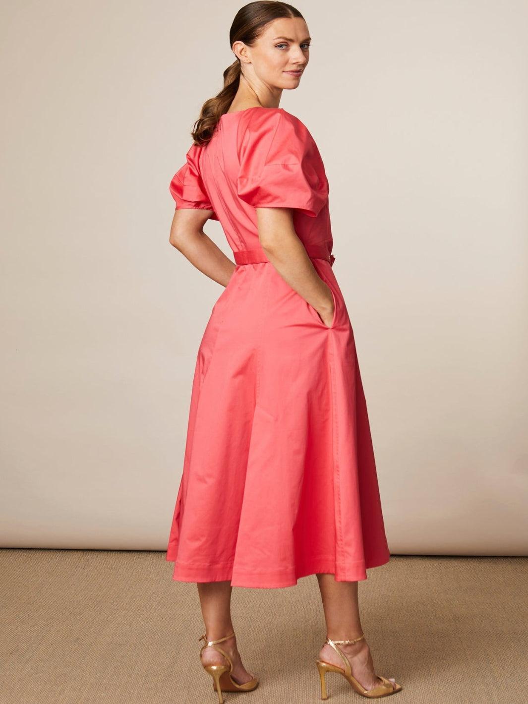 fee g pink dress Fee G Phoebe Pink Bow Off-Shoulder Midi Dress