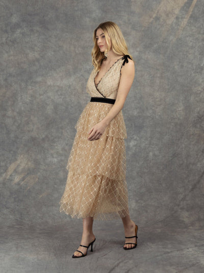 Fee G Lulu Dress - Cream 891/21-Occasion Wear-Guest of the wedding-Nicola Ross