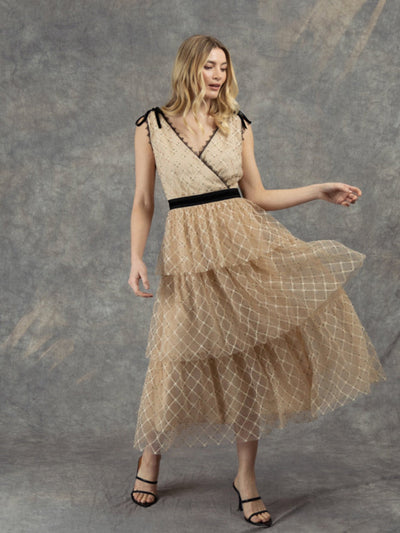 Fee G Lulu Dress - Cream 891/21-Occasion Wear-Guest of the wedding-Nicola Ross