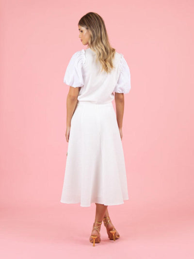 Fee G Luna Skirt In White 1010/54-Occasion Wear-Guest of the wedding-Nicola Ross