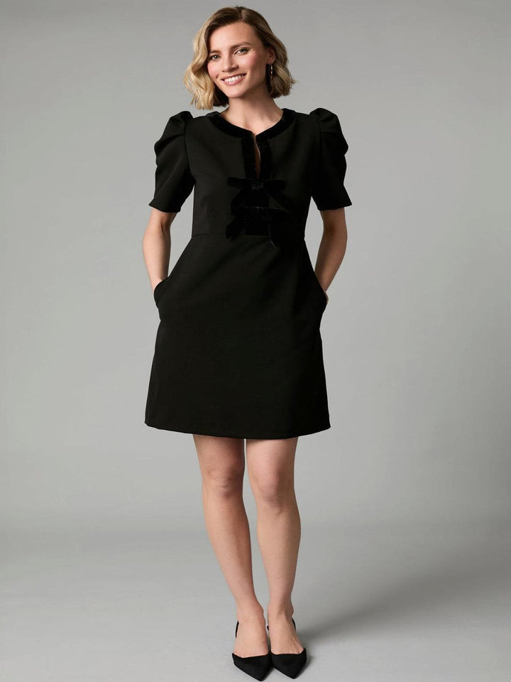 Fee G Sara Velvet Mini Dress In Black 895Y/61-Occasion Wear-Guest of the wedding-Nicola Ross