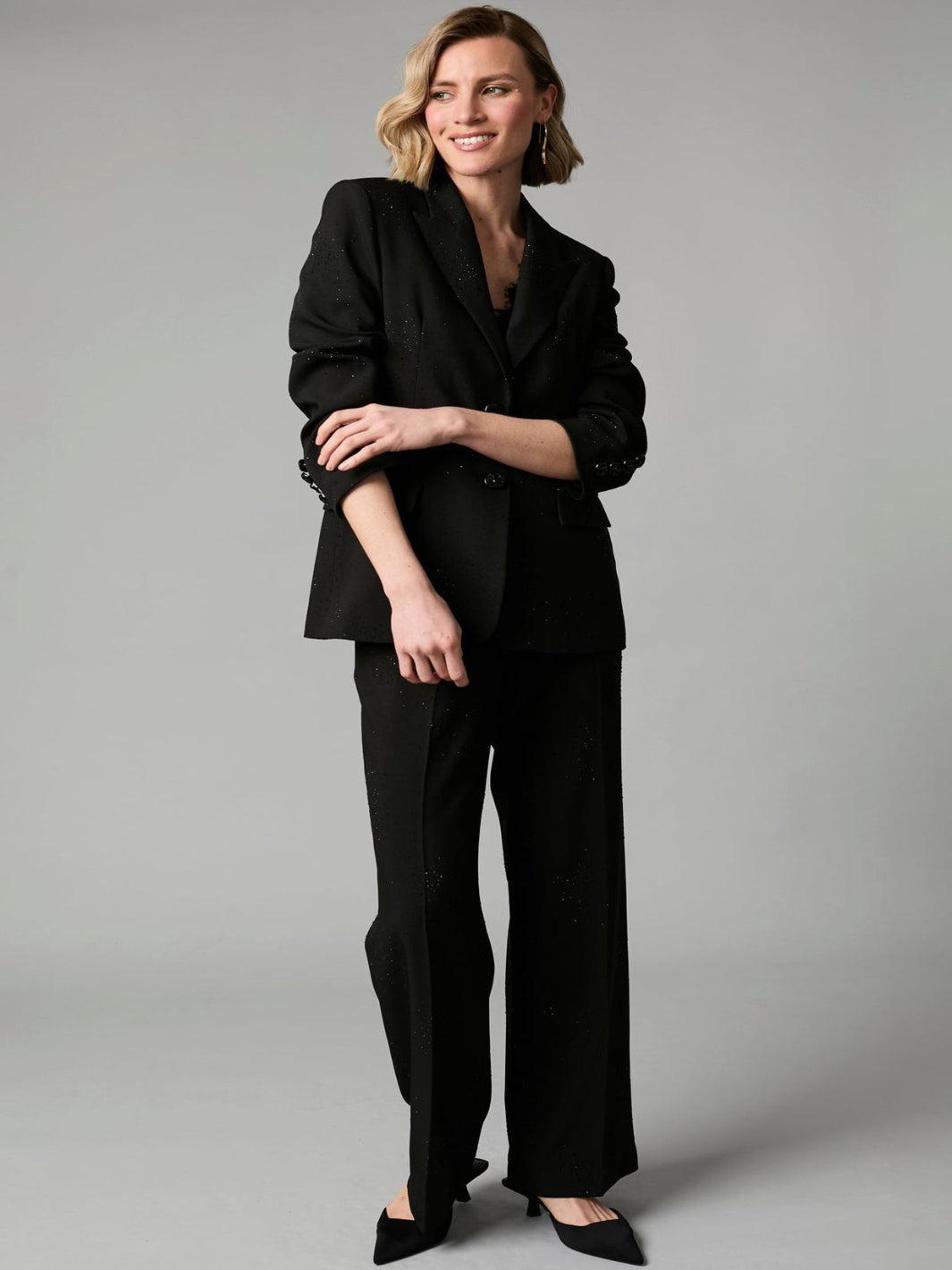 Fee G Sparkly Tailored Blazer In Black 608Y/151-Occasion Wear-Guest of the wedding-Nicola Ross
