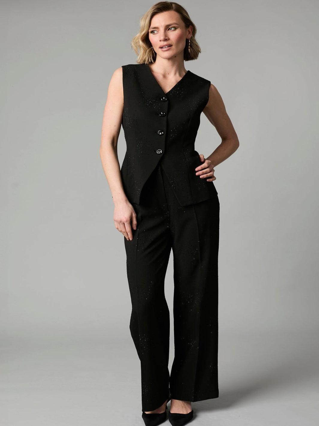 Fee G Sparkly Tailored Trousers In Black 434Y/151-Occasion Wear-Guest of the wedding-Nicola Ross