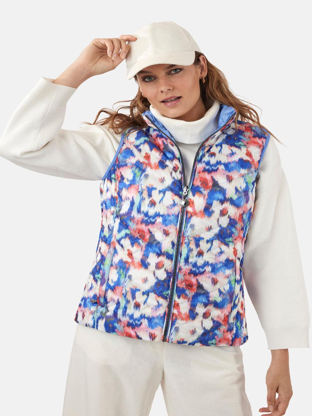 Frandsen Reversible Gilet In Blue Multi Print 425-1265-Nicola Ross