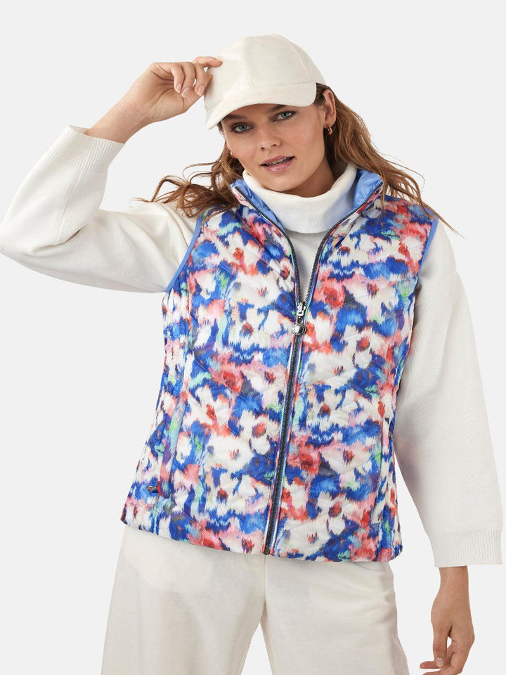 Frandsen Reversible Gilet In Blue Multi Print 425-1265-Nicola Ross