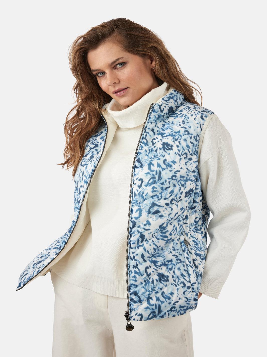 Frandsen Reversible Gilet In Cream Multi Print 425-1265-Nicola Ross