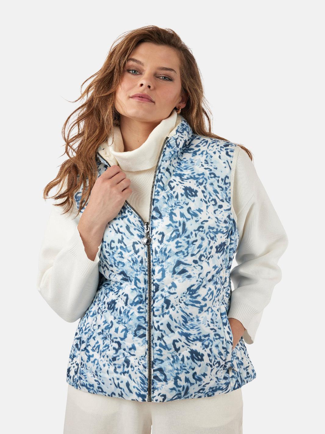 Frandsen Reversible Gilet In Cream Multi Print 425-1265-Nicola Ross