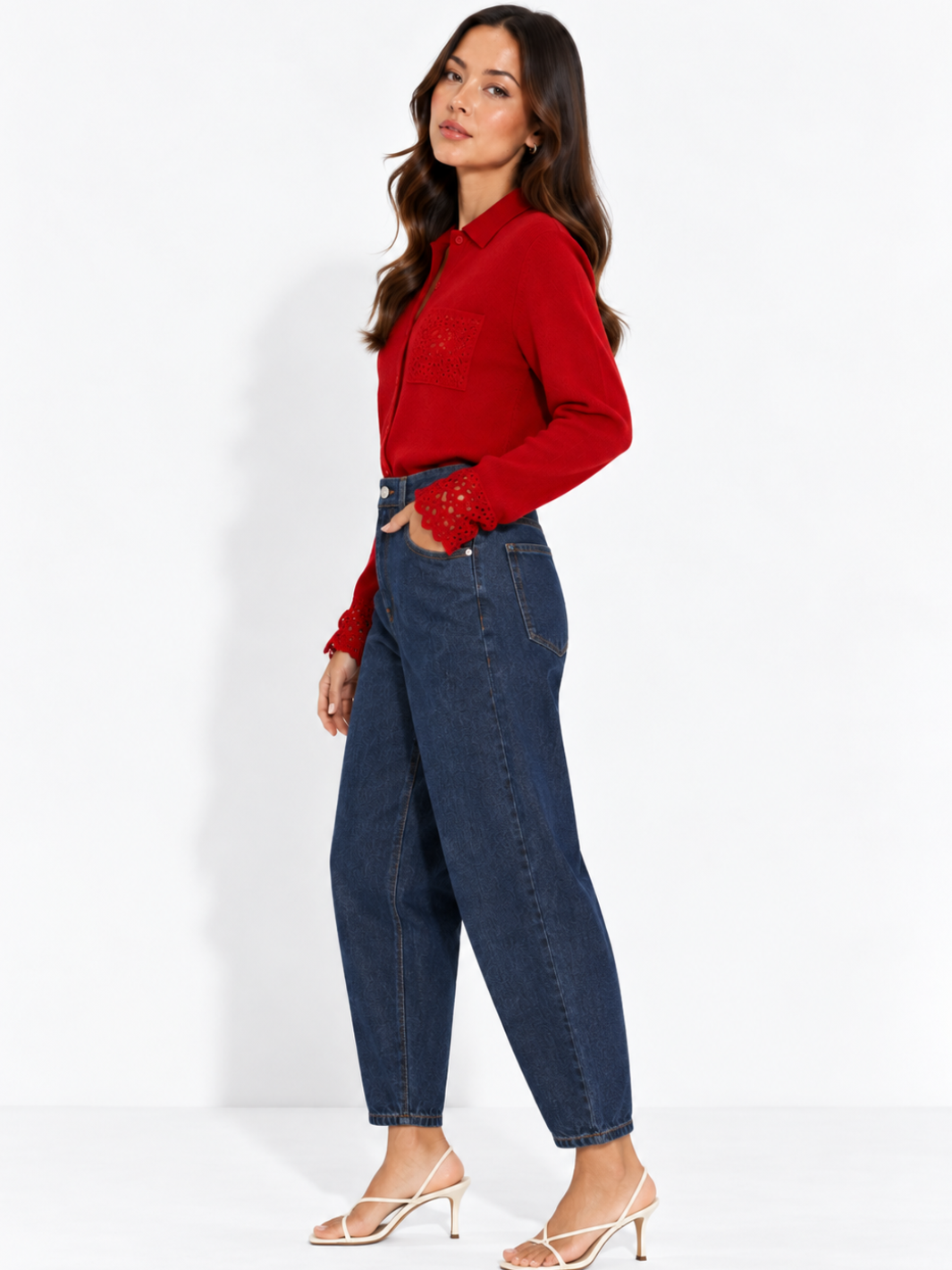 Frankie Barrell Leg Jeans In Dark Indigo Denim 26117-Nicola Ross