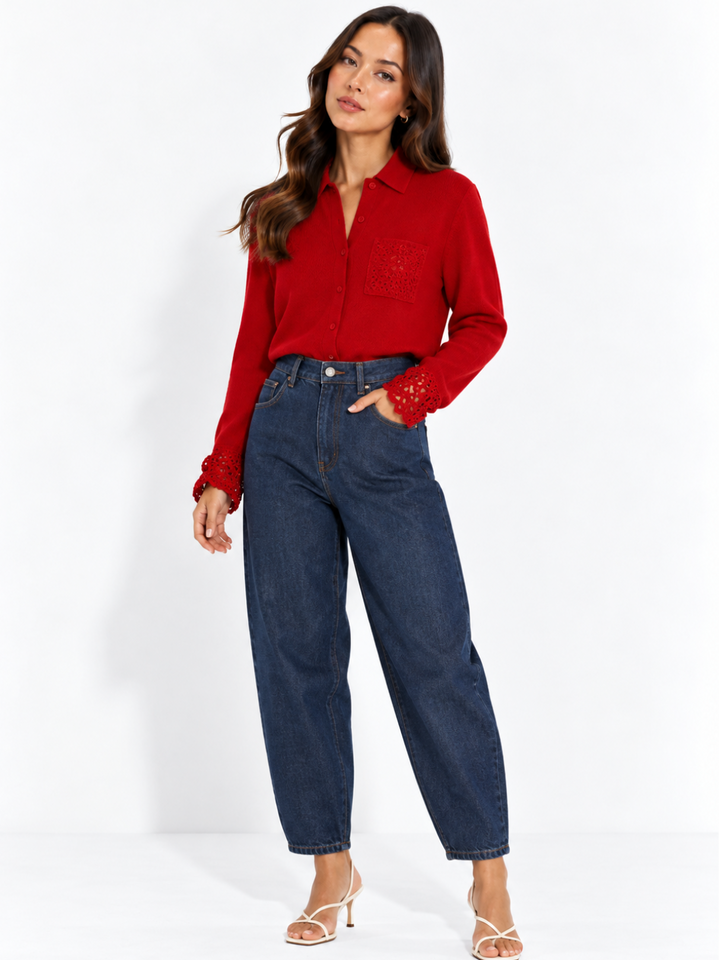 Frankie Barrell Leg Jeans In Dark Indigo Denim 26117-Nicola Ross