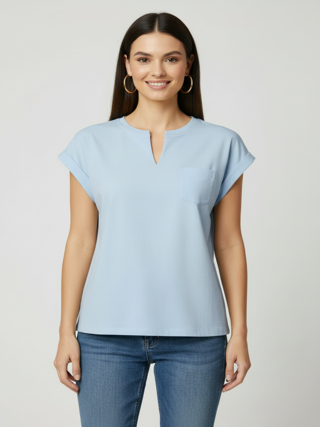 Freequent Basic T-Shirt In Blue 208305-Nicola Ross