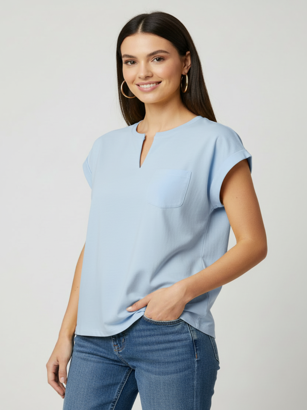 Freequent Basic T-Shirt In Blue 208305-Nicola Ross