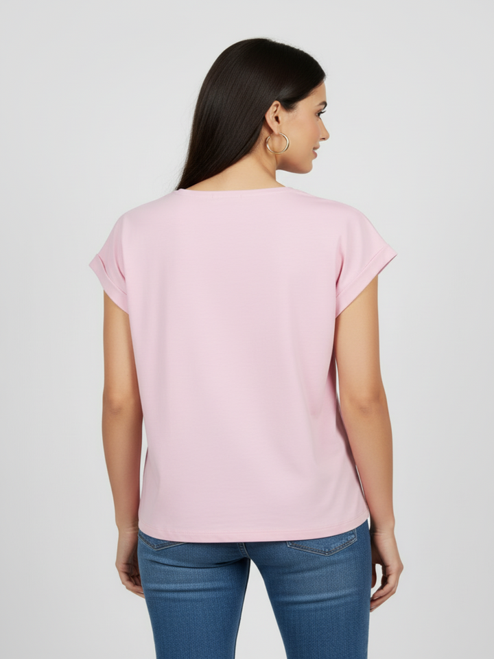 Freequent Basic T-Shirt In Pink 208305-Nicola Ross