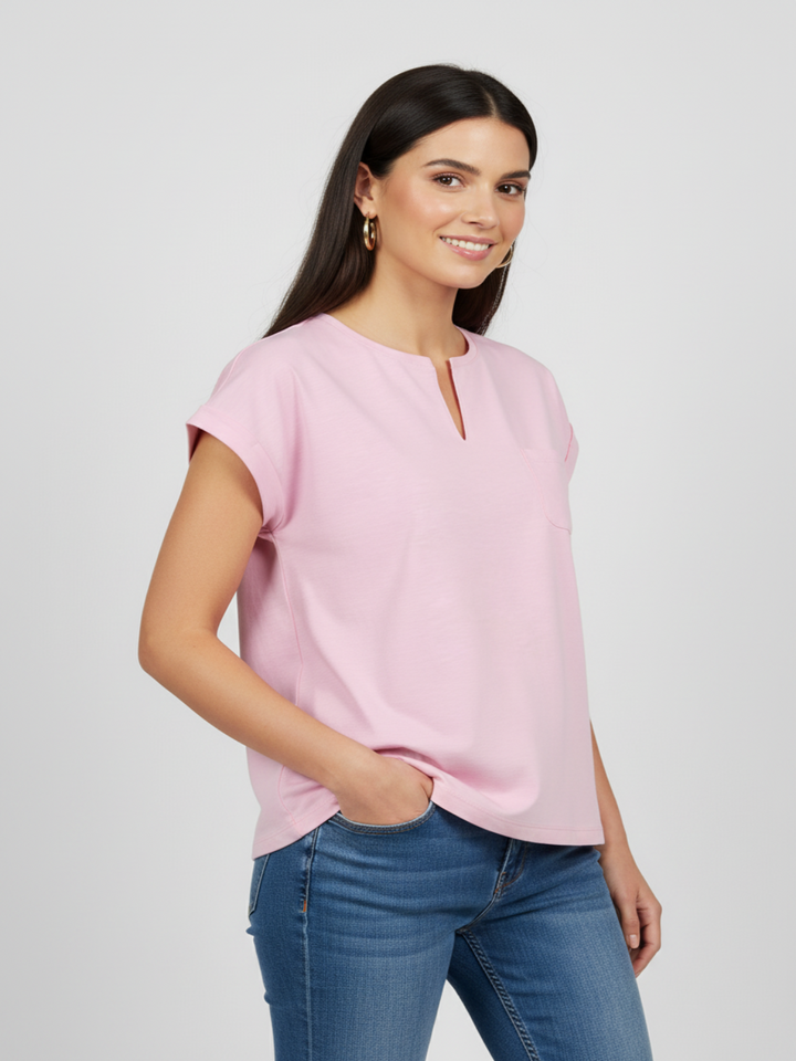 Freequent Basic T-Shirt In Pink 208305-Nicola Ross