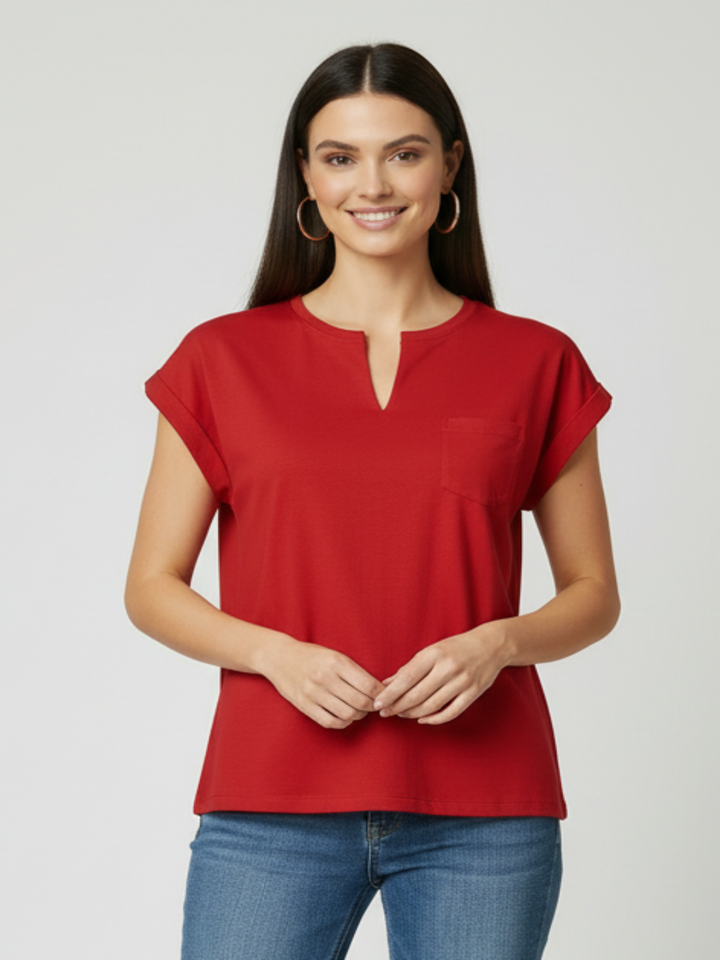 Freequent Basic T-Shirt In Red 208305-Nicola Ross