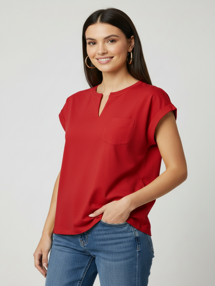 Freequent Basic T-Shirt In Red 208305-Nicola Ross