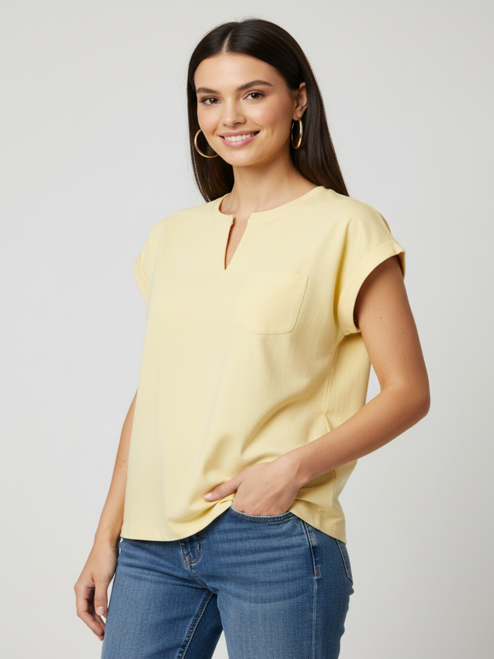 Freequent Basic T-Shirt In Yellow 208305-Nicola Ross