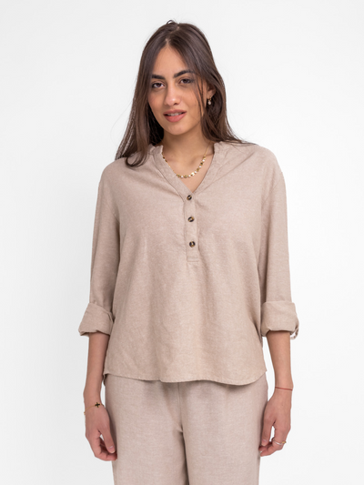 Freequent Linen Shirt In Sand-Nicola Ross