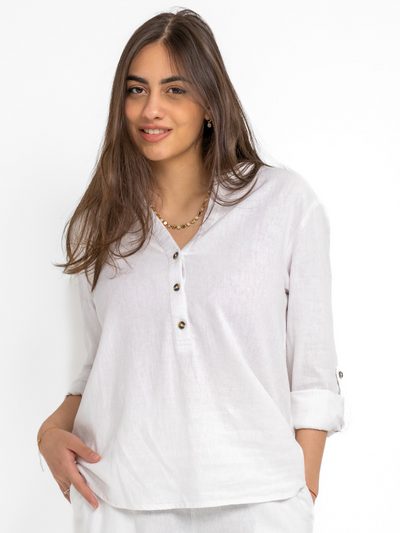 Freequent Linen Shirt In White-Nicola Ross