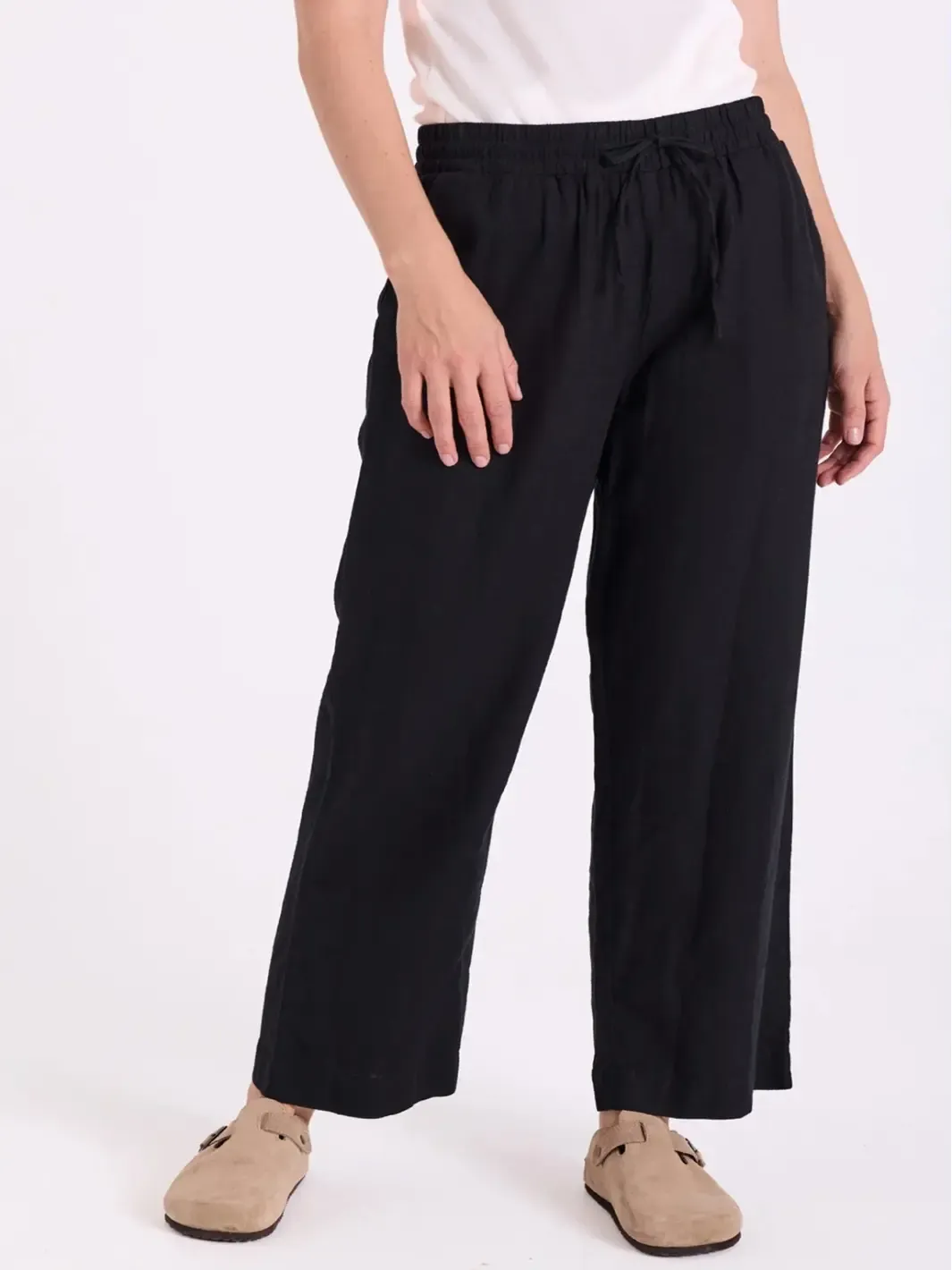 Freequent Linen Trousers In Black 124620-Nicola Ross