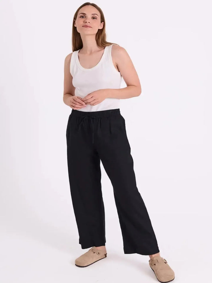 Freequent Linen Trousers In Black 124620-Nicola Ross