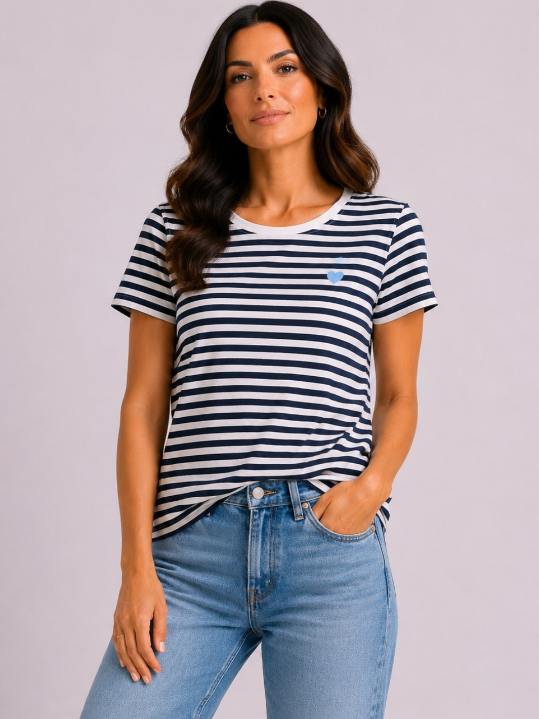 Freequent Striped T-Shirt In Black / White 208288-Nicola Ross