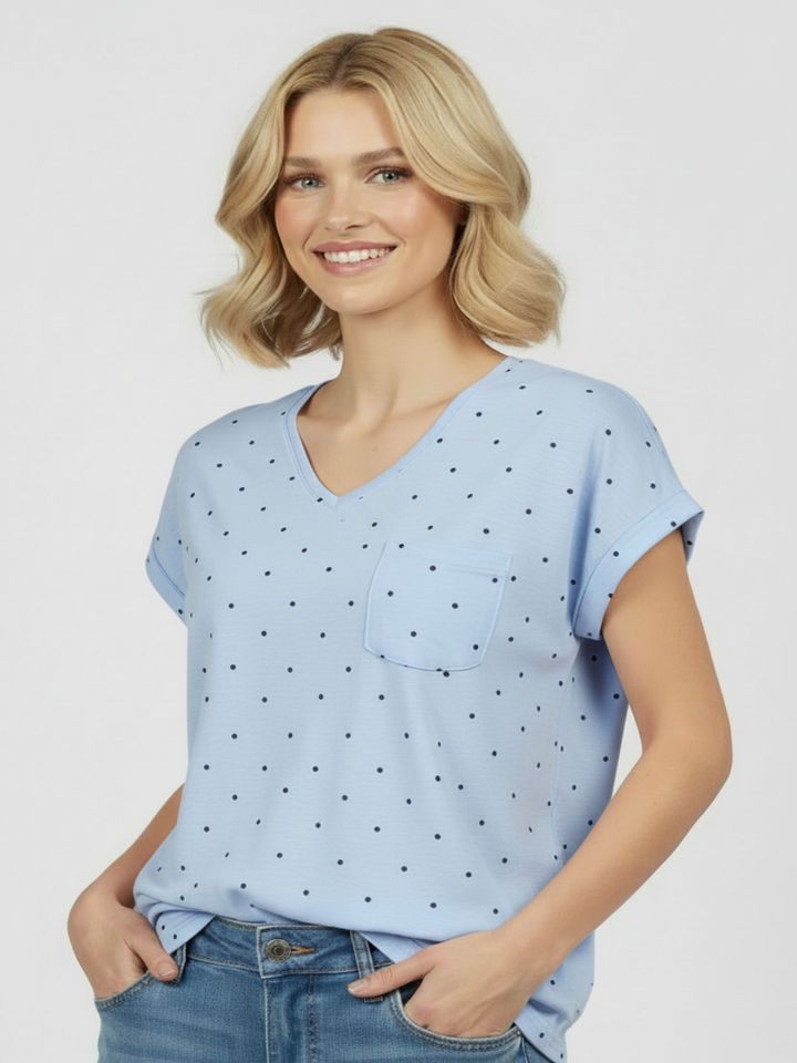 Freequent T-Shirt In Blue Polka Dot 207663-Nicola Ross