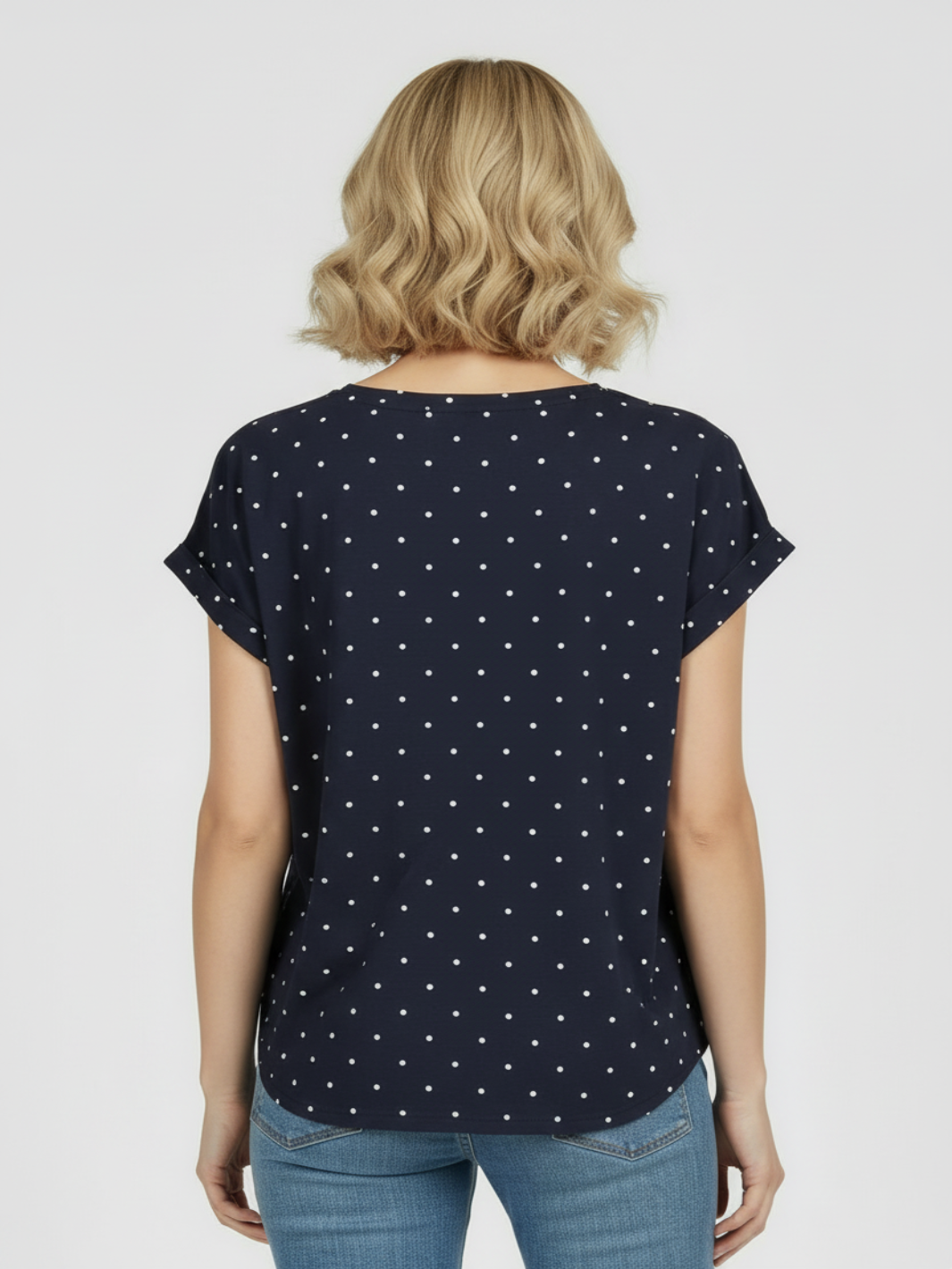Freequent T-Shirt In Navy Polka Dot 207663-Nicola Ross