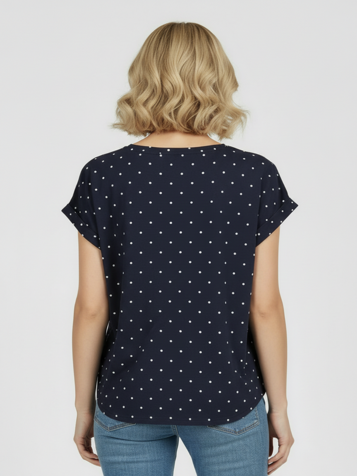 Freequent T-Shirt In Navy Polka Dot 207663-Nicola Ross
