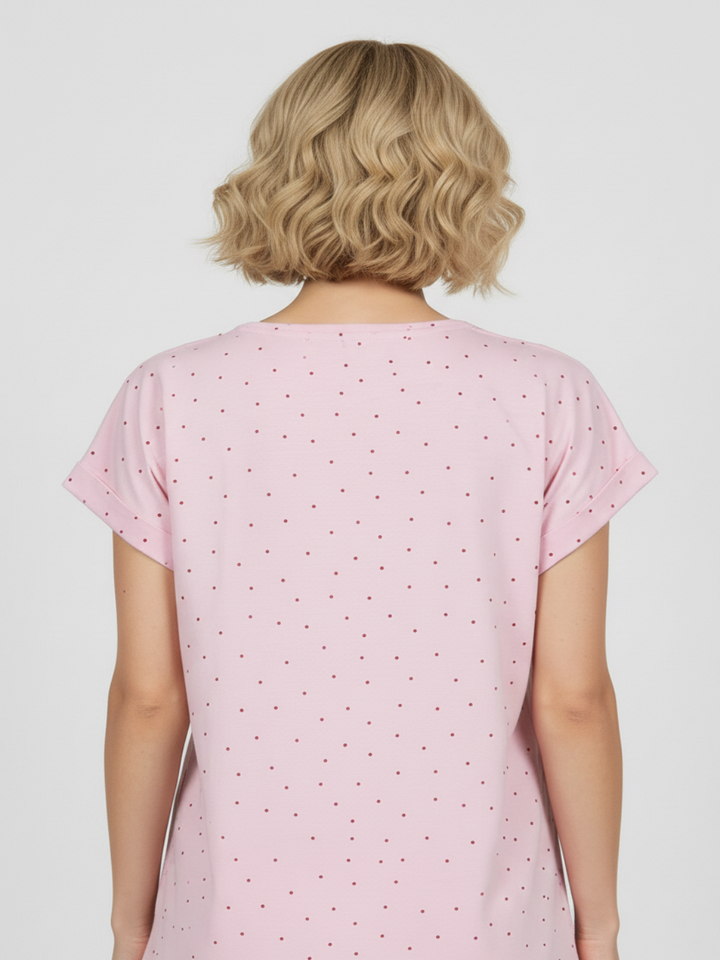 Freequent T-Shirt In Pink Polka Dot 207663-Nicola Ross