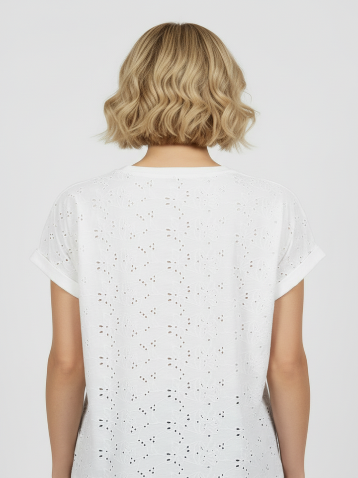 Freequent T-Shirt In White Floral 126782-Nicola Ross
