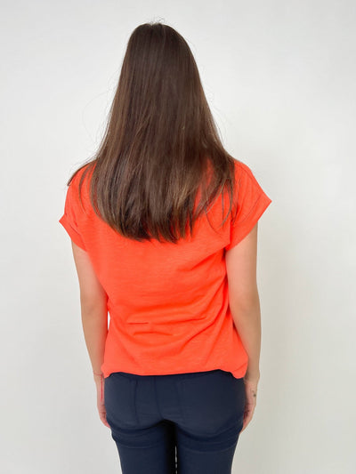 Freequent Top With Pocket In Hot Coral-Nicola Ross