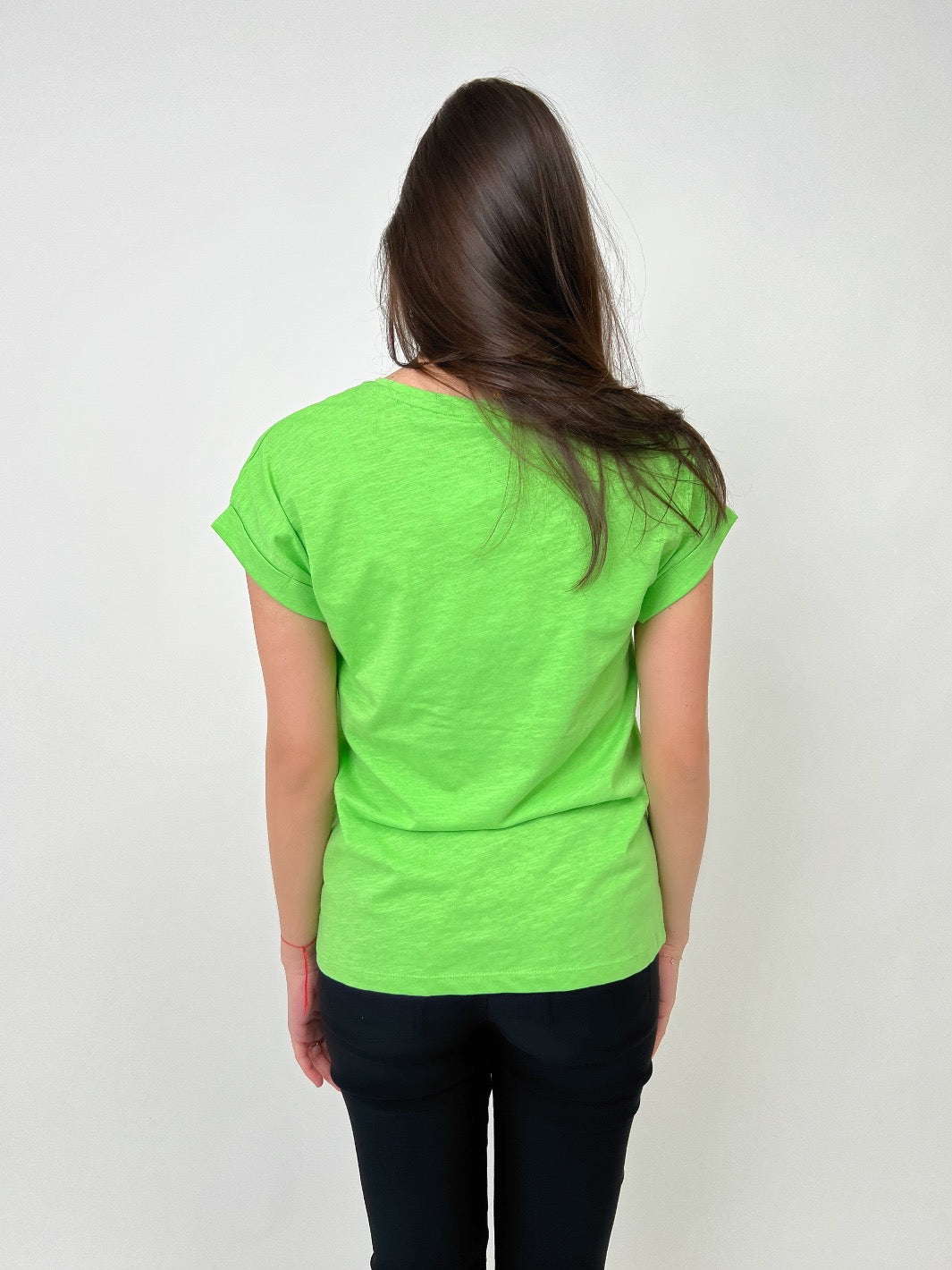 Freequent Top With Pocket In Lime Green-Nicola Ross