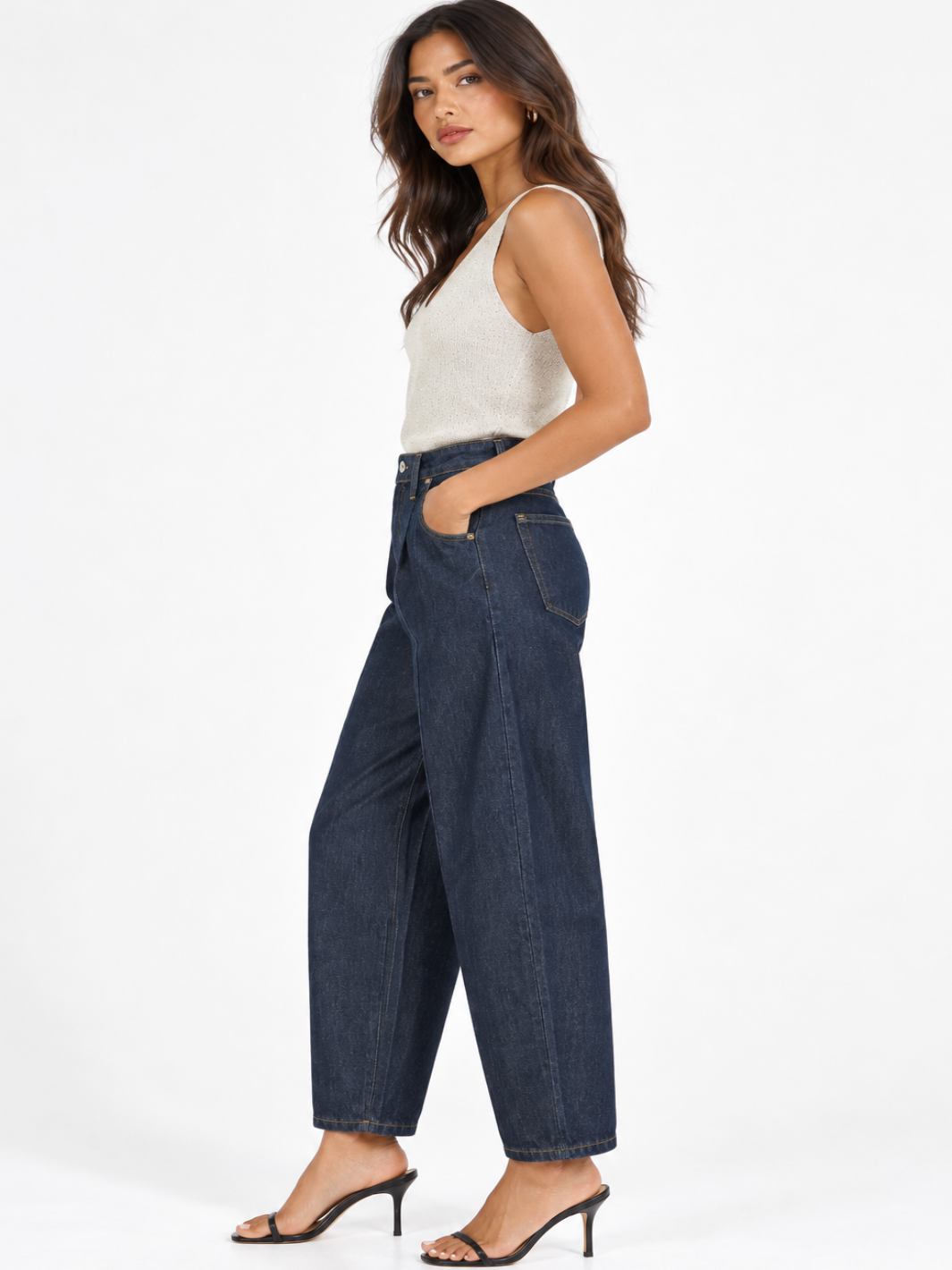 Harper Balloon Leg Jeans In Dark Indigo Denim L20511-Nicola Ross