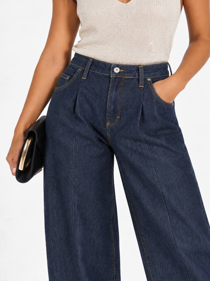 Harper Balloon Leg Jeans In Dark Indigo Denim L20511-Nicola Ross