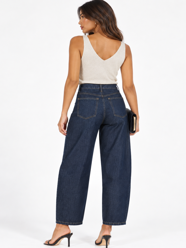 Harper Balloon Leg Jeans In Dark Indigo Denim L20511-Nicola Ross