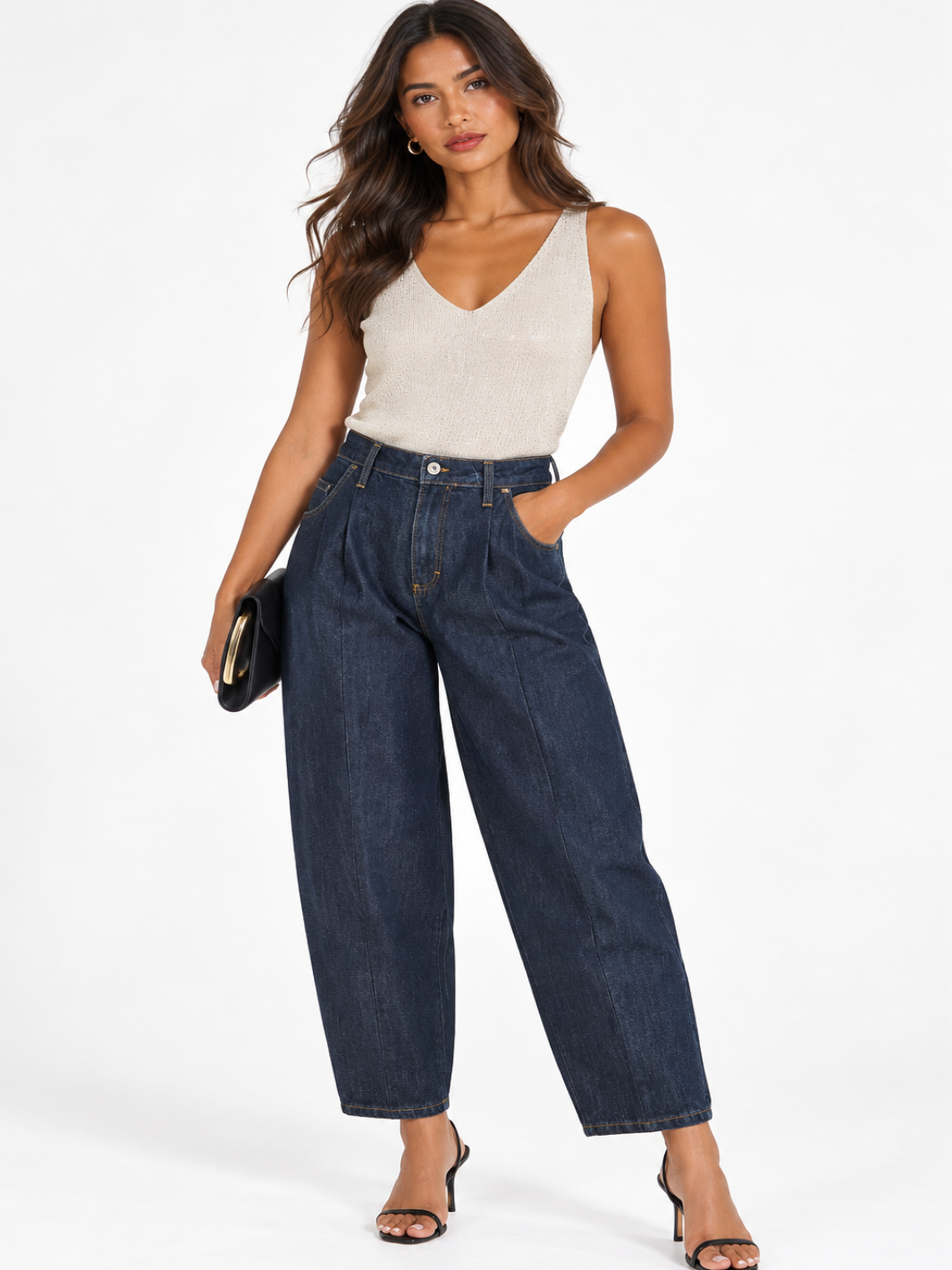 Harper Balloon Leg Jeans In Dark Indigo Denim L20511-Nicola Ross