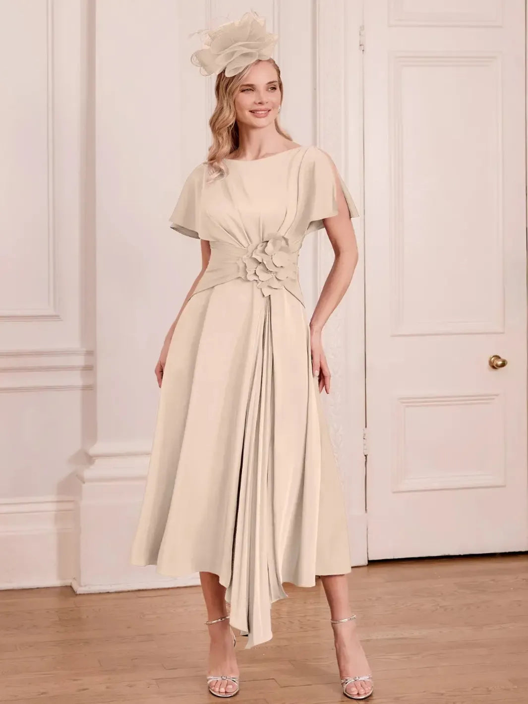 John Charles Dress 66782A In Ecru-Mother of the bride- mother of the groom -Nicola Ross