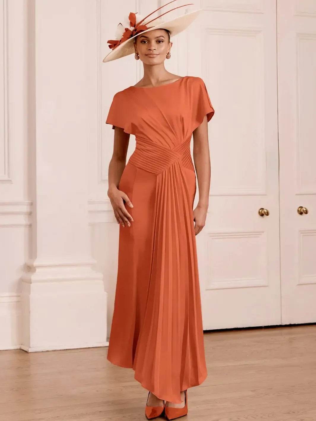 John Charles Dress 66783 In Terracotta-Mother of the bride- mother of the groom -Nicola Ross
