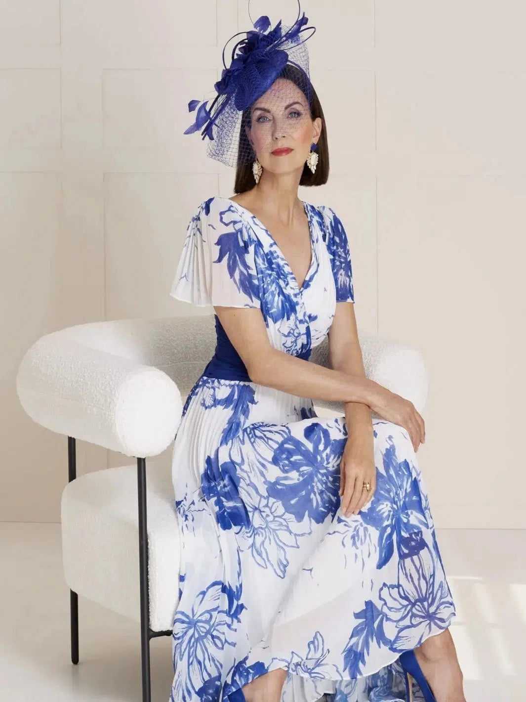 John Charles Dress In Cobalt / Ivory 66518B-Mother of the bride- mother of the groom -Nicola Ross