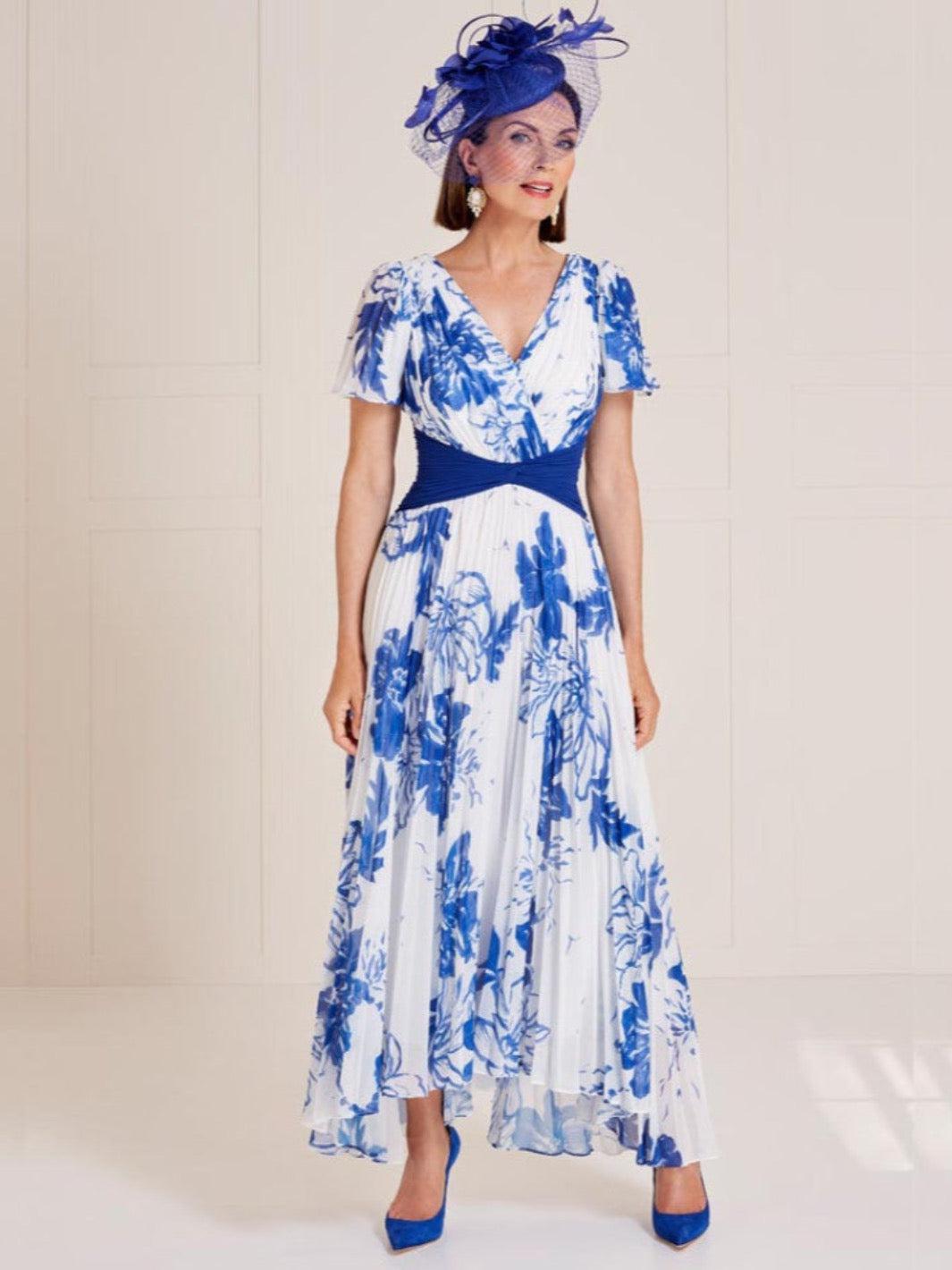 John Charles Dress In Cobalt / Ivory 66518B-Mother of the bride- mother of the groom -Nicola Ross